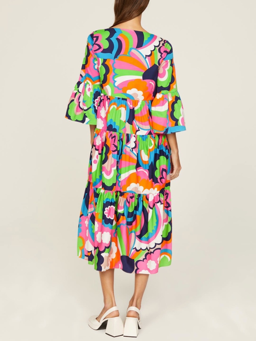 Trina Turk Multicolor (blue, purple, cream) Retro-Inspired Floral Dress - Picture 2 of 7